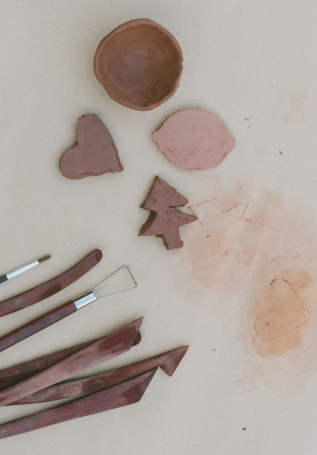 Objects made with clay on a table